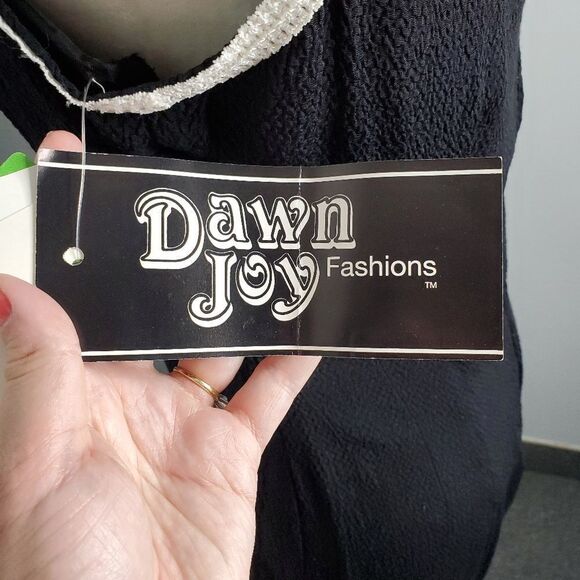 NEW VINTAGE 90s dress Dawn Joy black sleeveless‎ crinkle shift M - Picture 4 of 8